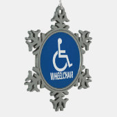 Gehandicapte rolstoel tin sneeuwvlok ornament (Links)