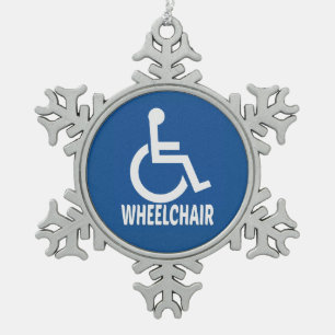 Gehandicapte rolstoel tin sneeuwvlok ornament