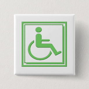 Gehandicapte stijlvolle symbolen Groen Vierkante Button 5,1 Cm
