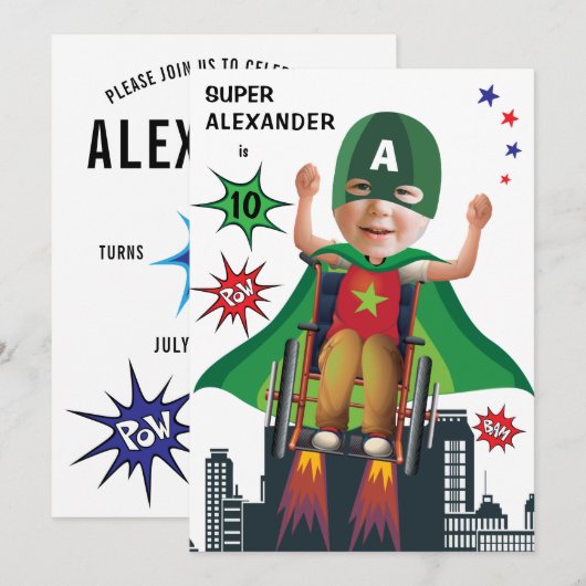 Gehandicapte superheld Birthday Fun Flying Wheelst Kaart (Voorkant / Achterkant)