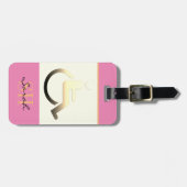 Gehandicapte symbolen en monogrammen/roze Bagagela Bagagelabel (Voorkant horizontaal)