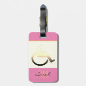 Gehandicapte symbolen en monogrammen/roze Bagagela Bagagelabel (Achterkant verticaal)