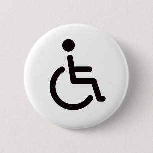 Gehandicapte symbool of wit en zwart handicapteken ronde button 5,7 cm