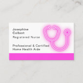 Gehandicapte thuiszorg Verpleegster Roze Stethosco Visitekaartje (Voorkant)