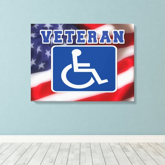 Gehandicapte Veteran USA Canvas Afdruk (Insitu (Houten vloer))