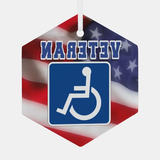 Gehandicapte Veteran USA Glas Ornament (Achterkant)