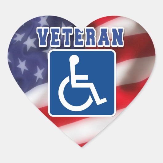 Gehandicapte Veteran USA Hart Sticker (Voorkant)