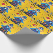 Gehandicapte vliegsuperheld rolstoel Fun Birthday Cadeaupapier (Hoek)