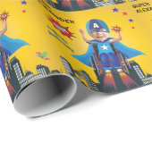 Gehandicapte vliegsuperheld rolstoel Fun Birthday Cadeaupapier (Rol Hoek)
