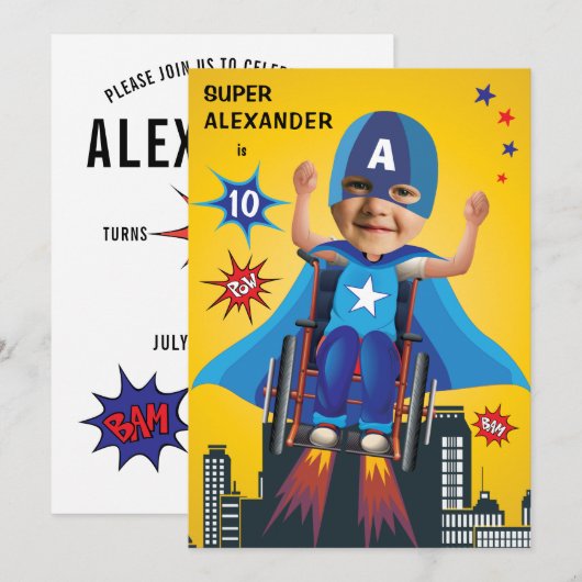 Gehandicapte vliegsuperheld rolstoel Fun Birthday Kaart (Voorkant / Achterkant)