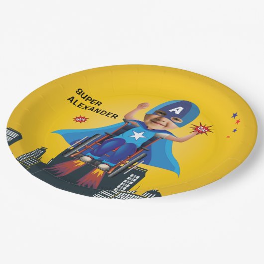 Gehandicapte vliegsuperheld rolstoel Fun Birthday Papieren Bordje (Gekanteld)