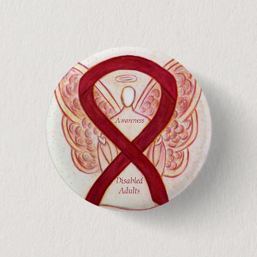 Gehandicapte Volwassenenbewustzijn Angel Ribbon Ar Ronde Button 3,2 Cm (Voorkant)