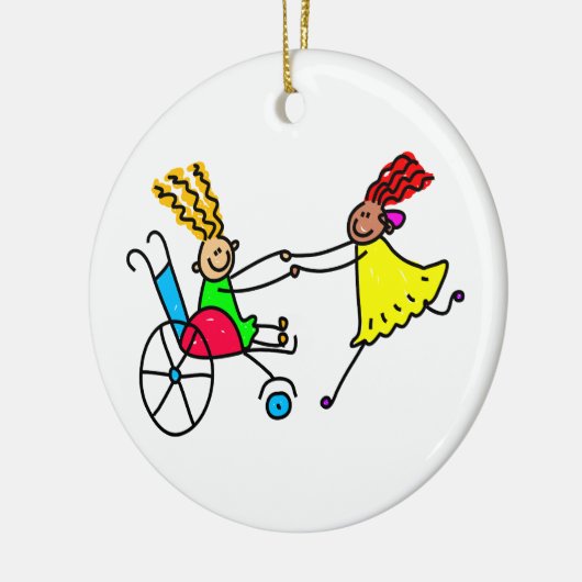 Gehandicapte vrienden keramisch ornament (Links)