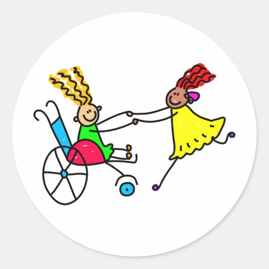 Gehandicapte vrienden ronde sticker (Voorkant)
