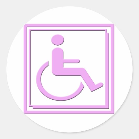 Gehandicapten stijlvol symbool roze ronde sticker (Voorkant)