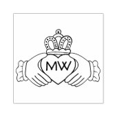 Gehandsigneerde Kroon Hart Handen Rubberstempel (Afrduk)