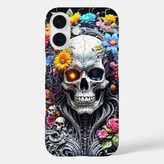 Geharnaste schedel met bloemhoes Case-Mate iPhone case (Achterkant)