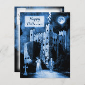 Gehaunted Castle Gothic Happy Halloween Briefkaart (Voorkant / Achterkant)
