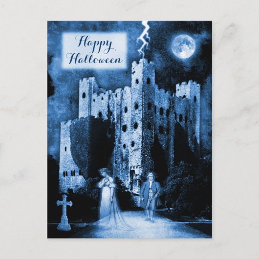 Gehaunted Castle Gothic Happy Halloween Briefkaart (Voorkant)