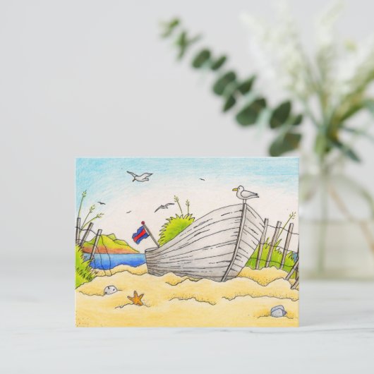 Gehavende boot - Briefkaart (Staand voorkant)