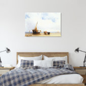 Gehavende schepen en een wagon nabij Trouville, c. Canvas Afdruk (Insitu (Slaapkamer))