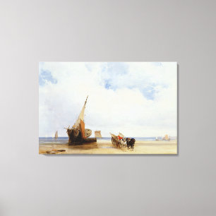 Gehavende schepen en een wagon nabij Trouville, c. Canvas Afdruk