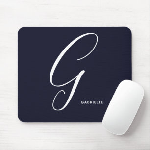 Geheel gemonogmed Schrijfschrift G Navy Blue Muismat