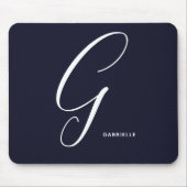 Geheel gemonogmed Schrijfschrift G Navy Blue Muismat (Voorkant)