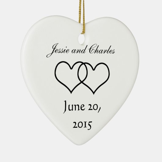 Geheel interlocked harten - zwart en wit keramisch ornament (Rechts)