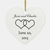 Geheel interlocked harten - zwart en wit keramisch ornament (Voorkant)