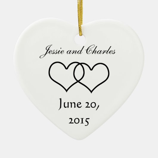 Geheel interlocked harten - zwart en wit keramisch ornament (Voorkant)