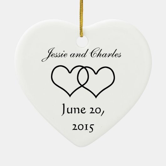 Geheel interlocked harten - zwart en wit keramisch ornament (Achterkant)