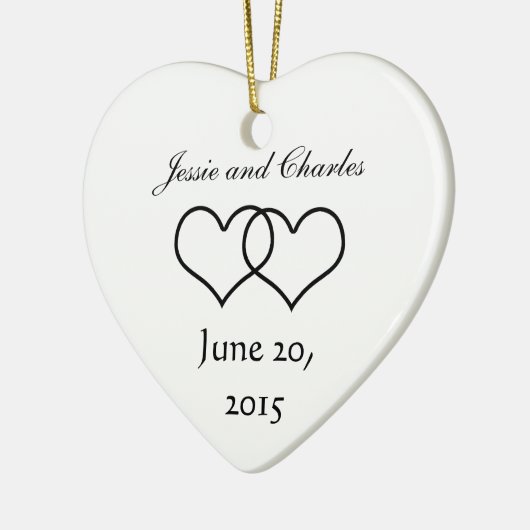 Geheel interlocked harten - zwart en wit keramisch ornament (Links)