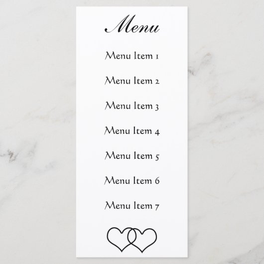 Geheel interlocked harten - zwart en wit menu (Voorkant)