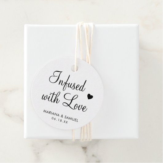 Geheel met liefdesmoderne zwarte en witte bruiloft bedankjes labels (In situ)