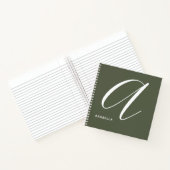 Geheel monogrammeerde letter A Chive Green Notitieboek (Binnen)