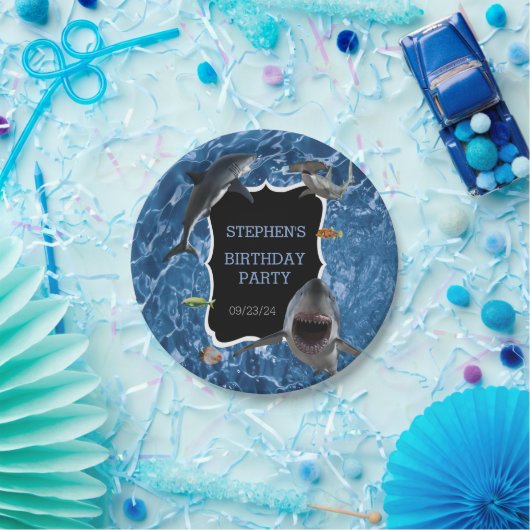 Geheel witte haai, Birthday Papieren Bordje (Feest)