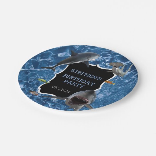 Geheel witte haai, Birthday Papieren Bordje (Gekanteld)