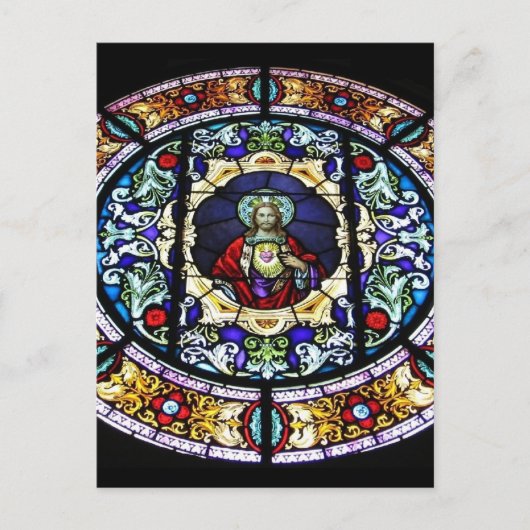 Geheilig hart van Jezus Glas in lood raam Briefkaart (Voorkant)