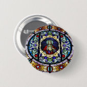 Geheilig hart van Jezus Glas in lood raam Ronde Button 5,7 Cm (Voorkant /achterkant)