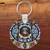 Geheilig hart van Jezus Glas in lood raam Sleutelhanger (Voorkant)
