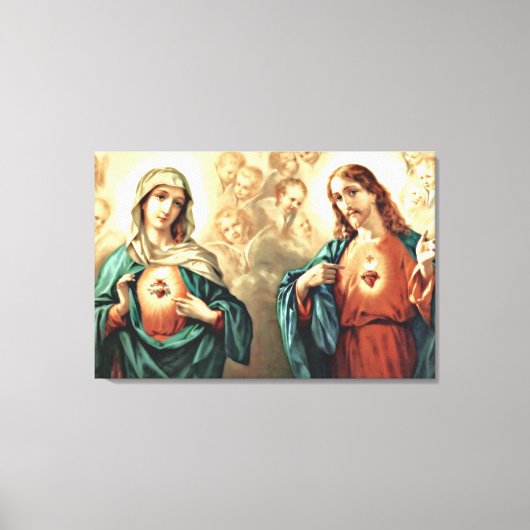 Geheilig hart van Jezus Immaculate Hart van Mary Canvas Afdruk (Voorkant)