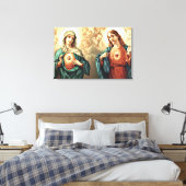 Geheilig hart van Jezus Immaculate Hart van Mary Canvas Afdruk (Insitu (Slaapkamer))