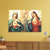 Geheilig hart van Jezus Immaculate Hart van Mary Canvas Afdruk (Insitu (Woonkamer))