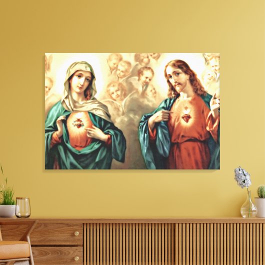 Geheilig hart van Jezus Immaculate Hart van Mary Canvas Afdruk (Insitu (Woonkamer))