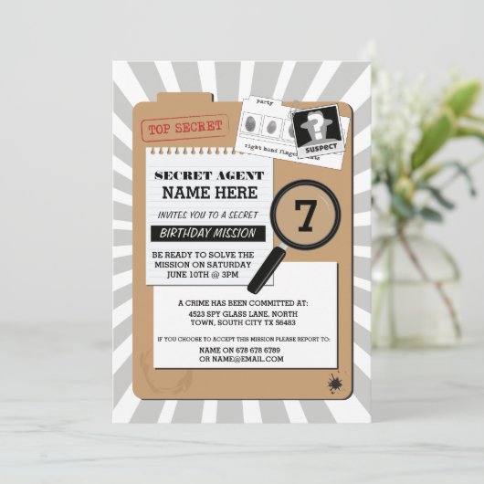 GEHEIM AGENT DETECTIVE MISDAAD SPIONAGE VERJAARDAG KAART (Staand voorkant)