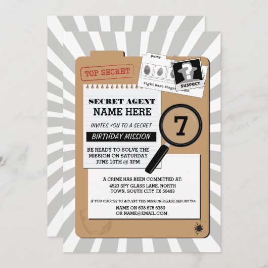 GEHEIM AGENT DETECTIVE MISDAAD SPIONAGE VERJAARDAG KAART (Voorkant / Achterkant)