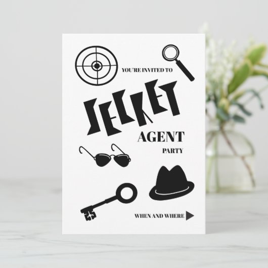 Geheim Agent Feest Kaart (Staand voorkant)