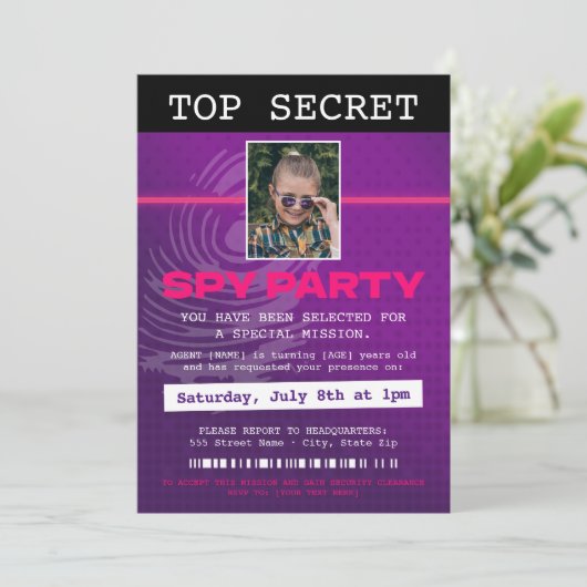 geheim agent spion partij kaart (Staand voorkant)