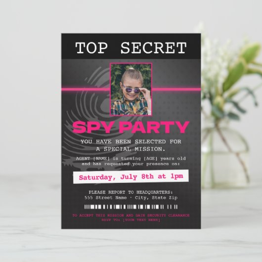 geheim agent spion partij kaart (Staand voorkant)